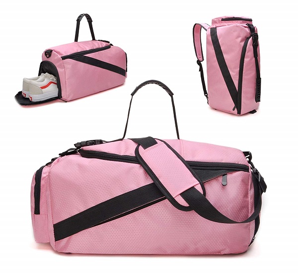 bolsa deportiva mochila 2 en 1 rosa